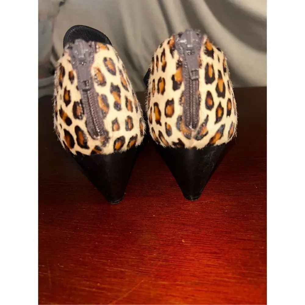 Sesto meucci black hair calf ankle strap heels size